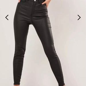 NWT Missguided Tall Black Coated Skinny Pants